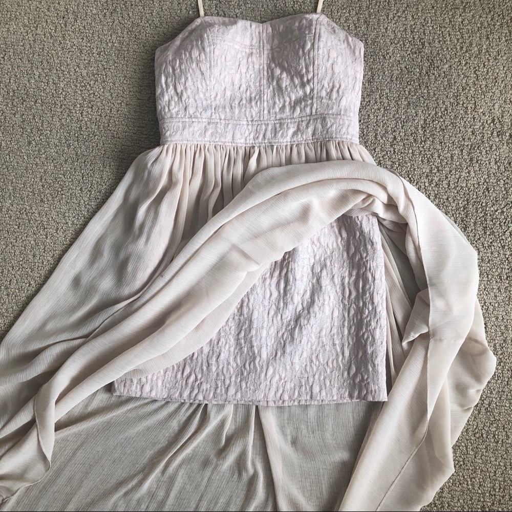 BCBG Strapless Nude Bustier Formal Dress